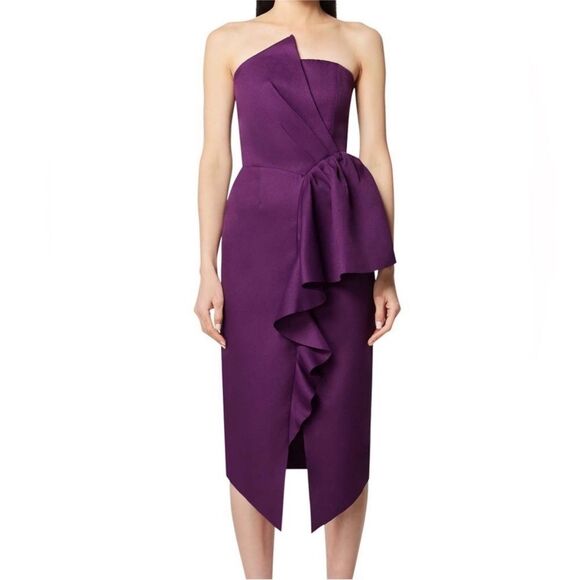 Elliatt Reception Strapless Ruffle Midi Dress in Purple NWT Size S $170 - Picture 2 of 6